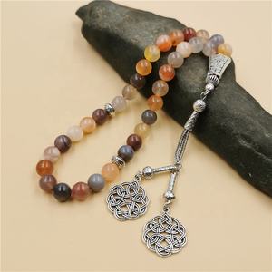 Naturale Agata Variopinta Pietra 33 <span class=keywords><strong>Rosario</strong></span> Masbaha Musulmano Tespih Islamico Nappa Tasbih Preghiera Perline - Product Image 5