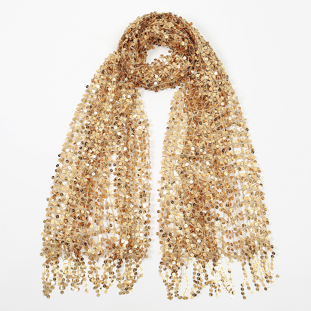 Women Luxury Sequin Deco Wraps Fringed Bride Bridesmaid Wedding Cape Vintage Golden Sparkle Fringe Scarf Party Shawl · image 6