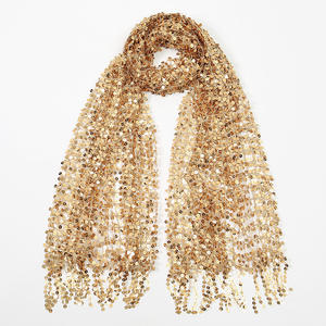 شال نسائي فاخر مزين بالترتر مع أهداب للعروس ووصيفات العروس، كيب زفاف ذهبي براق بتصميم عتيق، وشاح للحفلات - Product Image 6