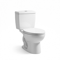 WC en céramique européen deux pièces avec siphon en P, double chasse, sans bride, à décharge directe