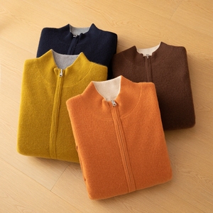 Cardigan Invernale da <span class=keywords><strong>Uomo</strong></span> in <span class=keywords><strong>Cashmere</strong></span> Marrone Spesso, Manica Lunga, Anti-Pilling, Traspirante, con Cerniera, Produzione ODM - Product Image 6
