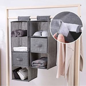 Foldable Gray Household Fabric Hanging Organizer with Drawers Behind Door Hanging Bag for Clothes - Product Image 5