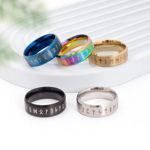 24 de los más vendidos en Europa <span class=keywords><strong>y</strong></span> América: Anillo de doble paso con runas vikingas nórdicas, diseño de runas de fantasía, artículo de moda - Product Image 3