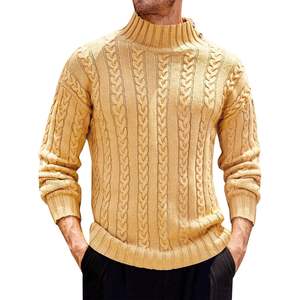 Jersey de cuello alto de punto de Cable de gran tamaño para hombre 2025, suéter informal de manga larga para invierno, suéteres retorcidos estampados de Cachemira para otoño - Product Image 2