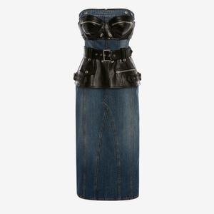 Nuevo Vestido Vaquero de Alta Calidad para Mujer, Sexy, sin Tirantes, Estilo Vintage, Lavado Ácido, Desgastado, Maxi, Ajustado, de Mezclilla - Product Image 4