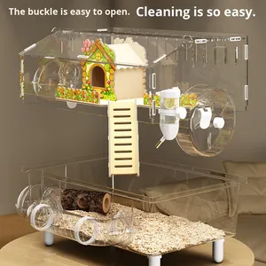 <span class=keywords><strong>Cage</strong></span> à <span class=keywords><strong>hamster</strong></span> en acrylique transparente, villa de luxe, grand espace, anti-morsure, pour l'élevage, économique, rectangulaire, sans fermeture - Product Image 3