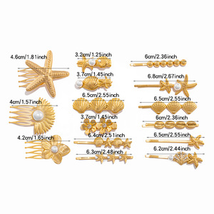 Concha de estrella personalizada, accesorio para el cabello DIY, boda, <span class=keywords><strong>novia</strong></span>, dama de Honor, horquilla, pasador de concha de estrella para mujer - Product Image 4