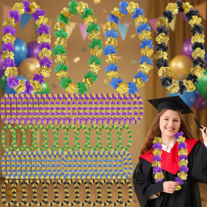 20 Pezzi Ghirlande Hawaiane per Feste a Tema Laurea, Accessori per Foto, Decorazioni per Feste Hula in Nero, Oro, Blu e Verde - Product Image 2