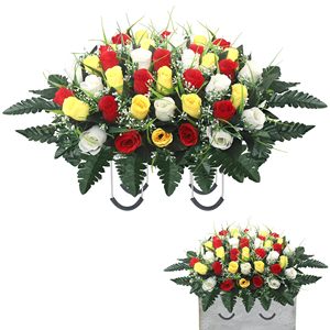 Flores Artificiales de Rosa para Funeral, Tributo para Tumba, Decoración para Arreglos Florales en Cementerios y Lápidas - Product Image 4