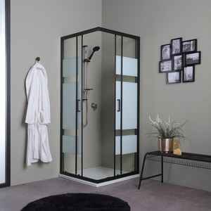 Box Doccia Scorrevole 80X80 con Profili Sky in Nero Opaco - Product Image 2