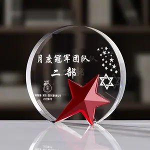 Wholesale Creative Round K9 Crystal Glass Trophy Customized Crystal Award Medal Trophy