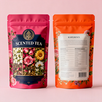 Sachet d'emballage alimentaire en plastique imprimé sur mesure, refermable, anti-odeur, avec fermeture éclair, pour thé, mini-sachet de thé parfumé aux fleurs