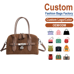 Sac à main en daim nubuck brun foncé rétro de grande capacité, personnalisable OEM - Product Image 1