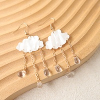 Boucles d'oreilles pendantes en acrylique avec pampilles nuage marbré blanc et perles transparentes en forme de goutte de pluie, bijoux élégants pour femme, cadeau