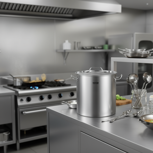 Pentola in Acciaio Inox da 42 Quarti con Coperchio, Adatta per Induzione, Grado Commerciale, per Zuppe e Brodi - Product Image 2