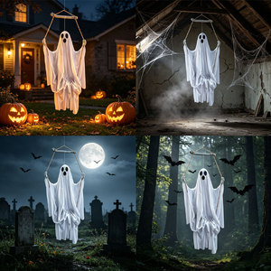 Suministros para Halloween, Fantasma Colgante, Casa Embrujada, Decoraciones Animatrónicas Novedosas para Fiestas, Pascua, Poliéster, Iluminación LED - Product Image 5