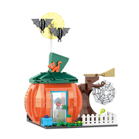 COGO Set mainan blok bangunan rakitan DIY Model rumah labu Halloween 878 buah
