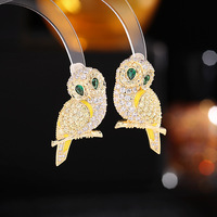 Boucles d'oreilles mignonnes et colorées en zirconium, motif hibou animal