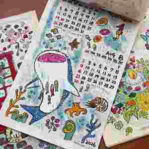 2026 New China Calendar Hand-painted Illustration <b>Paper</b> Whale Seahorse Fish <b>Pattern</b> Rectangle Wall Calendar High Color Value - Product Image 1
