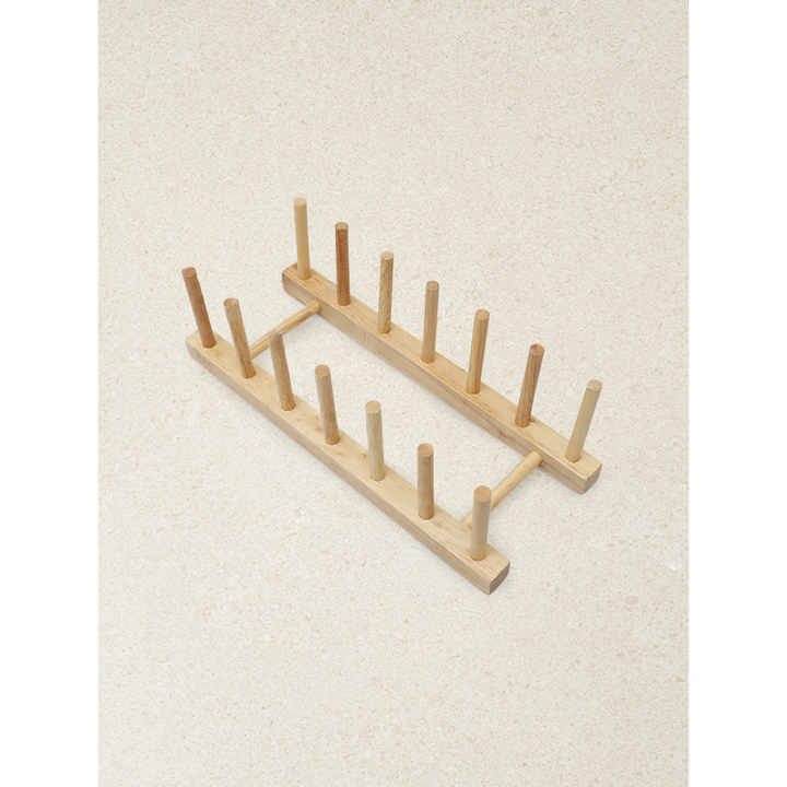 Six-Tier Rubberwood Plate Stand for Kitchen Furniture
