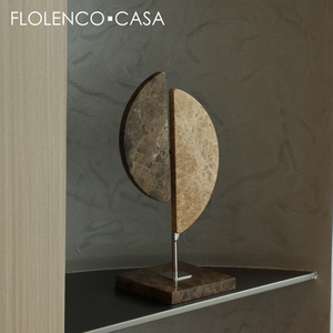 Minimalista de diseño único doble arco Luna escultura Hotel hogar sala de estar decorativo mármol arte artesanía piedra Interior objeto - Product Image 2