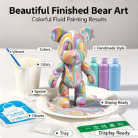 Kit de peinture fluide pour ours à faire soi-même pour enfants et adultes, outils de peinture complets, jouet créatif éducatif pour une activité interactive en famille