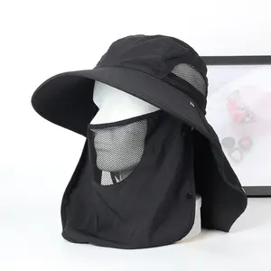 Cappelli da sole con protezione UV da donna con visiera a tesa larga con maschera cappello da pesca sportivo