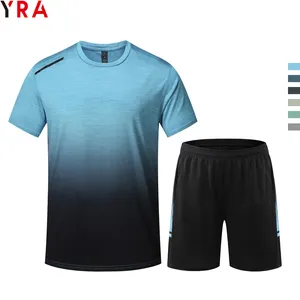 Новинка быстросохнущая тренировочная одежда для бега спортивный комплект для мужчин 92% полиэстер спандекс футболка шорты комплект футболки оптом