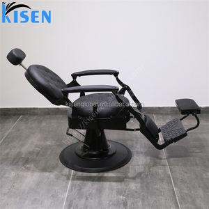 Silla de Barbero Plegable Profesional de Cuero Negro y Metal, Marca Kisen, Precio Económico, con Bomba Hidráulica Grande - Product Image 5