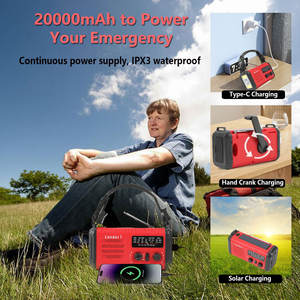 <span class=keywords><strong>Radio</strong></span> météo d'urgence à manivelle, batterie 20000 mAh, <span class=keywords><strong>radio</strong></span> fonctionnant sur batterie, câble de charge 3 en 1, radios à manivelle avec NOAA AM FM - Product Image 4
