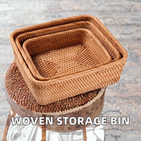 Panier de rangement multifonctionnel en paille de jacinthe d'eau antique écologique, pour l'extérieur, tissage en osier, jouet pour enfants, paniers en macramé