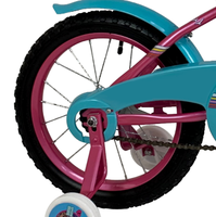 Vélo pour filles WEIZE 3-5 ans avec roues d'apprentissage, guirlandes, panier, siège pour poupée, frein à rétropédalage, bleu, 1 vitesses
