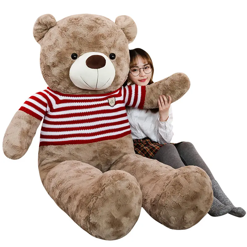 주문 큰 크기 브라운 양털 테디 베어 거대한 견면 벨벳 채워진 곰 장난감 180cm
