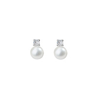 Boucles d'oreilles classiques en perles de la Princesse Diana, perles d'eau douce naturelles, aiguille en argent 925, diamants incrustés, multicolores, 7-8 mm