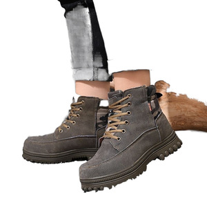 Botas de Nieve Unisex con Tacón Medio, Impermeables, Forradas de Felpa, para Senderismo en Invierno, Cálidas, Antideslizantes, Duraderas, de Color Sólido, con Cordones Delanteros, para Adultos - Product Image 1