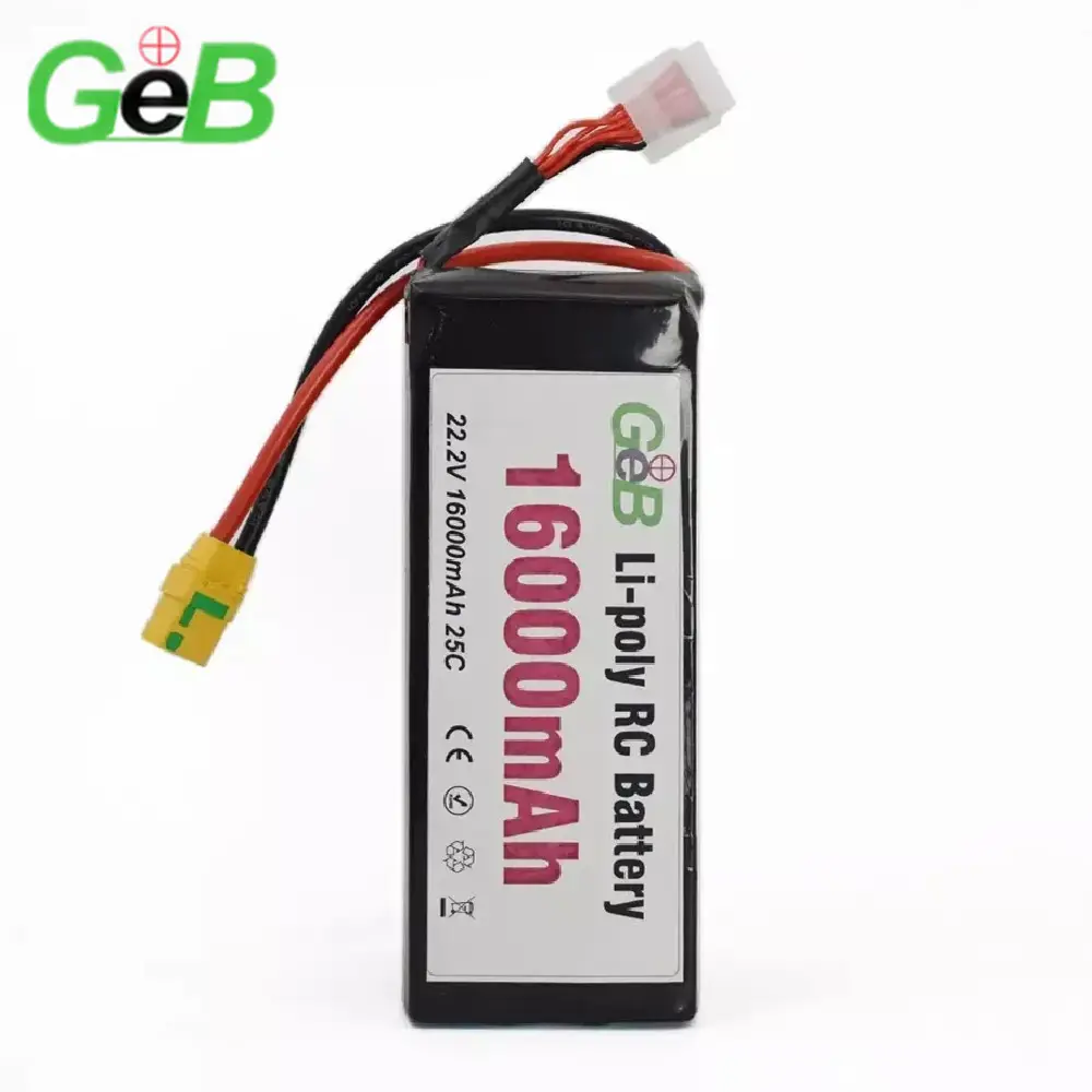 Brand New GEB High C-Rate 16000mAh 6S 22.2V 25C 45C High Capacity Graphene Rc Car Drifting Lipo Lithium Polymer Battery 22.2V