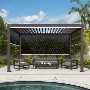 야외 전동 개폐식 Bioclimatic Pergola 방수 파빌리온 Pergola 알루미늄 정원 Louvered 지붕 Pergola 키트