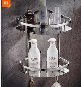 Estantes Esquineros Adhesivos Modernos <span class=keywords><strong>para</strong></span> <span class=keywords><strong>Baño</strong></span> de Hotel, 2 Niveles, Acero Inoxidable 304, Acabado <span class=keywords><strong>Cromado</strong></span>, Fácil Instalación, 1 Año de Garantía - Product Image 3