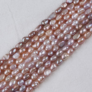 Zhuji 6-7mm White <b>Powder</b> Purple Pearl Natural Freshwater Baroque Loose Pearl for DIY Necklace Bracelet <b>Pink</b> Potato Shape - Product Image 4