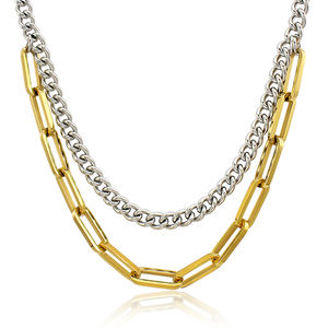 Nuevo diseño oro plata doble cadena collar hombre o mujer con trenzado colorido collares joyería regalos <span class=keywords><strong>2025</strong></span> - Product Image 1