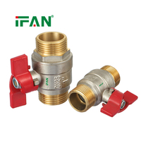Vanne en laiton IFAN de 1/2 à 1 pouce, vanne industrielle mâle, vanne à boisseau sphérique coudée en laiton pour gaz et eau