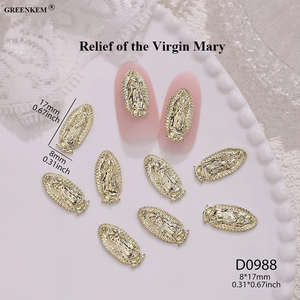 Vente en gros de breloques 3D en alliage pour Nail Art avec strass bijoux San Judas Vierge Marie pour manucure et Nail Art - Product Image 6