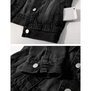 Veste en jean courte à manches 3/4 pour femme FOXA, col à revers, boutonnée, en coton délavé, pour tenues printemps-automne - Product Image 5
