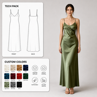 Robe mi-longue élégante en satin soyeux, style rétro français, en acétate importé haut de gamme, coupe trapèze, col en V, amincissante