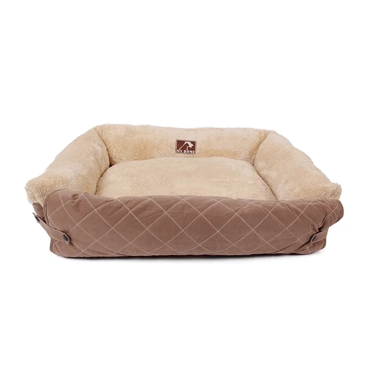 Furniture Protector Pet Cover With PP Cotton Filled 3 Sided Bolster Soft Plush Sofa Bed For Dogs And Cats