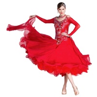B-18339 Haute qualité nouvelle norme nationale moderne robe de danse sociale personnalisée salle de bal lisse danse robe en mousseline de soie pour la concurrence