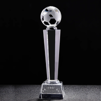 Trofeo de cristal de copa de cristal al por mayor, trofeo de fútbol en blanco personalizado, placas conmemorativas de campeón para fútbol, trofeo de cristal