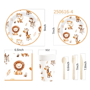 DAMAI - Juego de Vajilla Desechable con Temática de Jungla para Fiestas de Cumpleaños, Platos, Servilletas y Vasos de Papel para Decoración de Fiestas Infantiles - Product Image 5