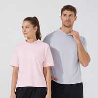 T-Shirt con Cappuccio Personalizzata OEM con Logo Stampato, Morbida, Elastica, Anti-Pilling, Traspirante, Unisex per Allenamento e Sport