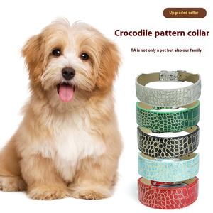 JXANRY-Collar de perro ultrafino de PU con patrón de cocodrilo, suministros Premium para mascotas, banda para el cuello para perros medianos y grandes, decoración de cinta - Product Image 2